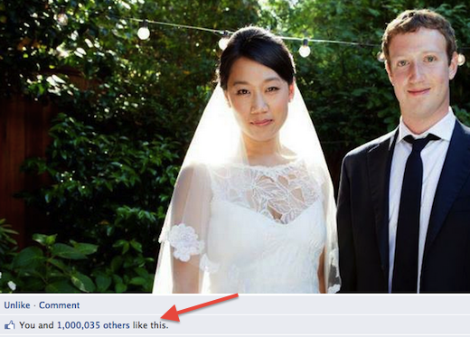 Mark Zuckerberg’s wedding status update passes 1 million Facebook ‘likes’